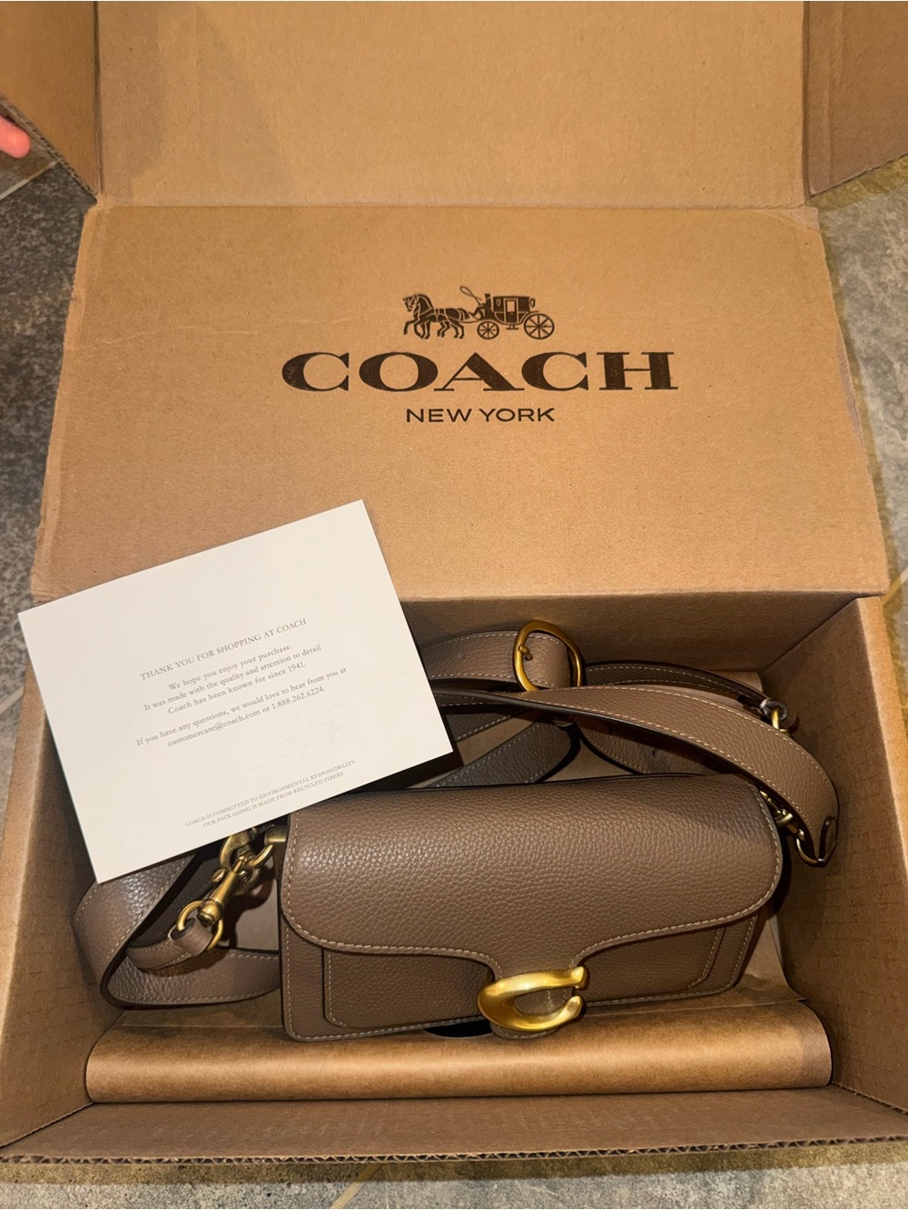 Coach Leather Tabby Shoulder Bag 20 in Dark Stone - Picture 2 of 9